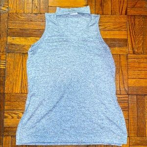 Gray mock neck cutout choker tank top